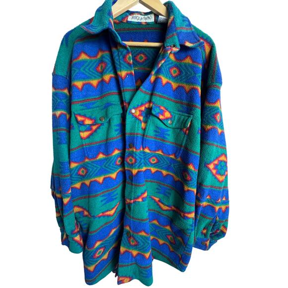 Bugle Boy Southwestern Flannel Snap Button Shirt Mens XL - Picture 1 of 7